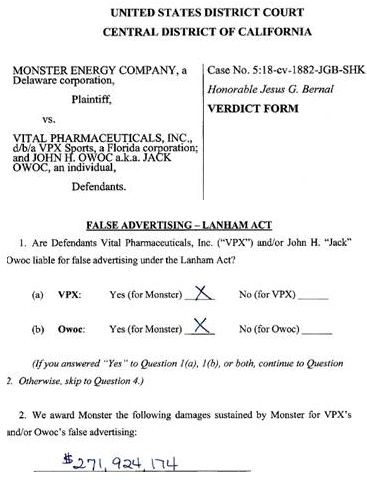 Bang Vitality False Promoting Lawsuit Settlement is 1M